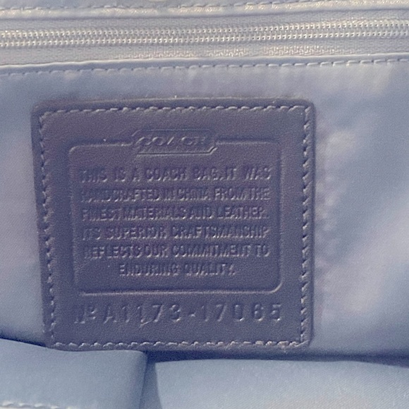 Coach Navy Blue Patent Leather Perforated Signature Audrey Andie Bag EUC - Picture 5 of 14